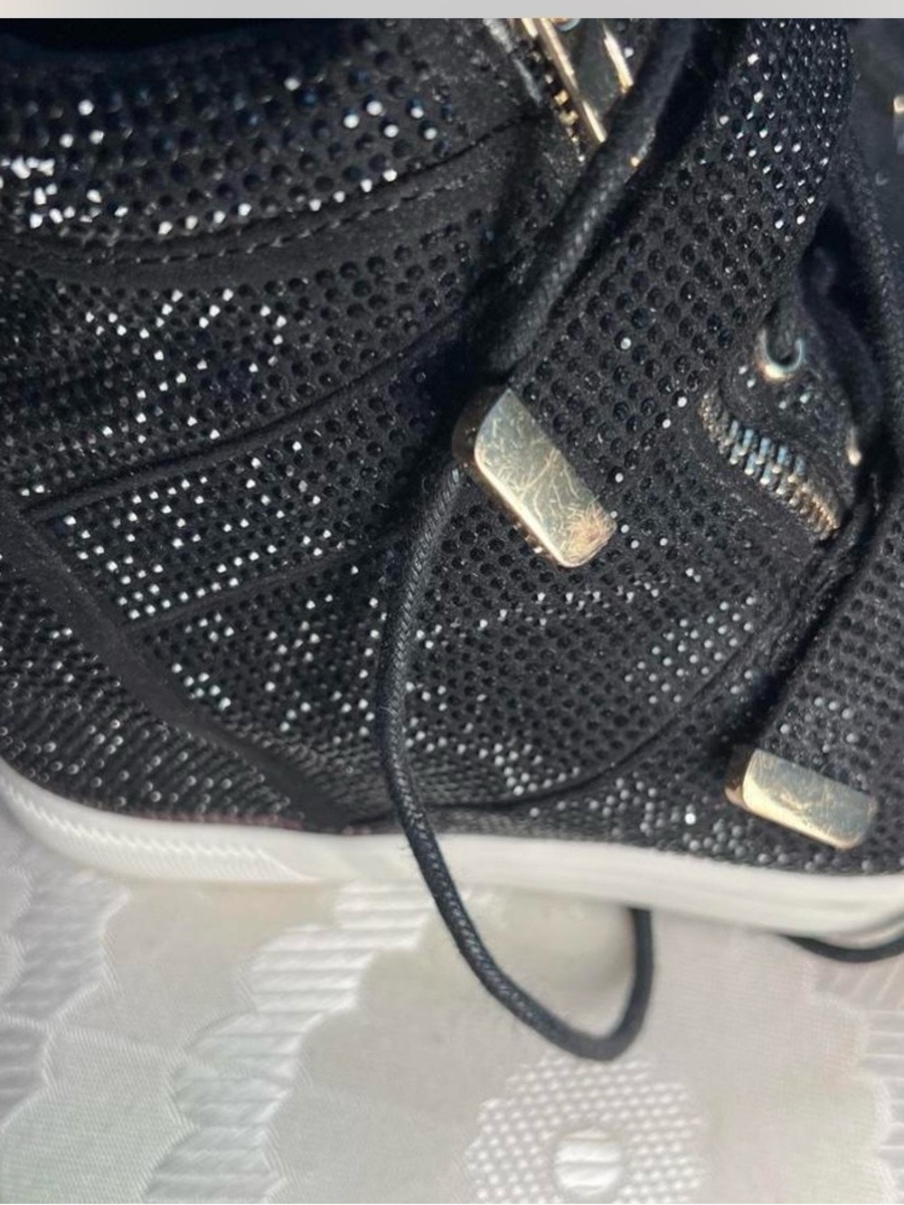 INC International Concepts Black Sparkle High-Top Sneakers with Gold Zippers - Picture 3 of 8